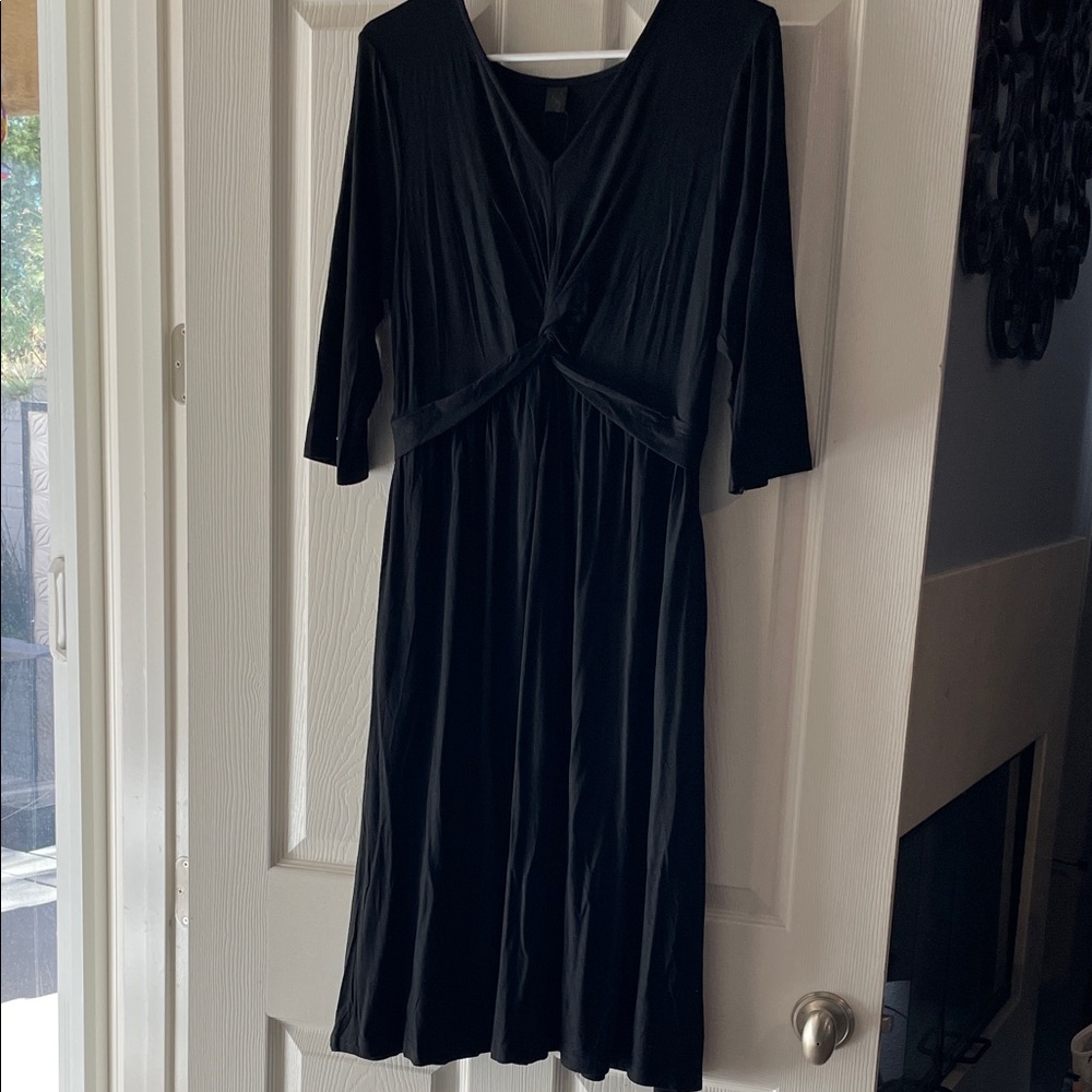 Black Women's Knit Casual Dress with Pockets